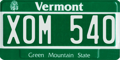 VT license plate XOM540