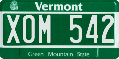 VT license plate XOM542