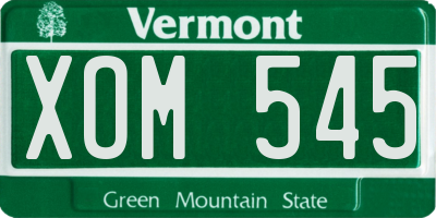 VT license plate XOM545