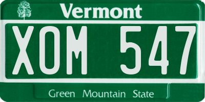 VT license plate XOM547