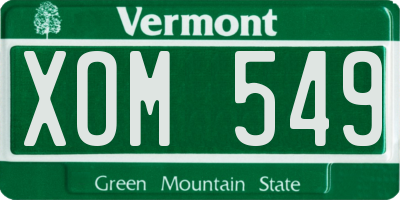 VT license plate XOM549