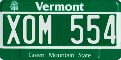 VT license plate XOM554