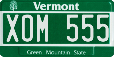 VT license plate XOM555