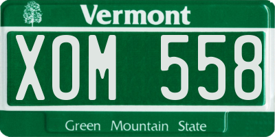 VT license plate XOM558