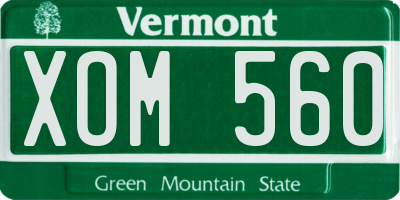 VT license plate XOM560