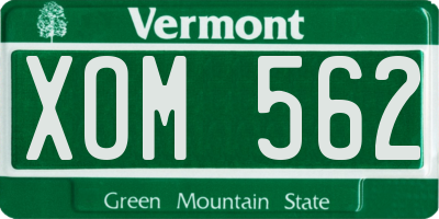 VT license plate XOM562