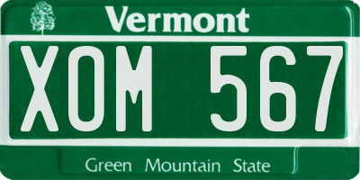 VT license plate XOM567