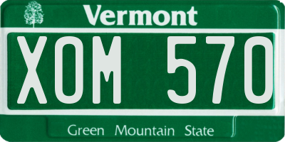 VT license plate XOM570