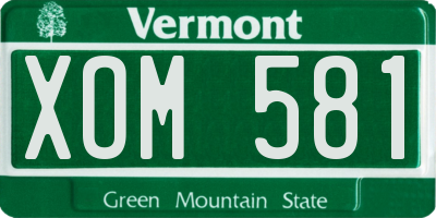 VT license plate XOM581