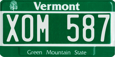 VT license plate XOM587