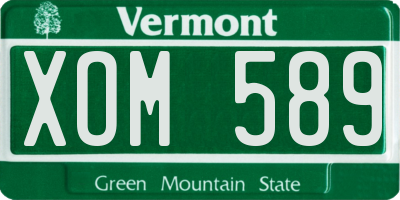 VT license plate XOM589
