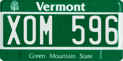 VT license plate XOM596