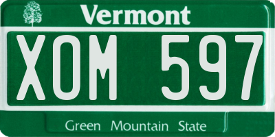 VT license plate XOM597