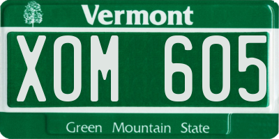 VT license plate XOM605