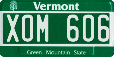 VT license plate XOM606