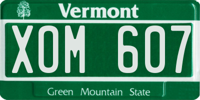 VT license plate XOM607
