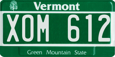 VT license plate XOM612