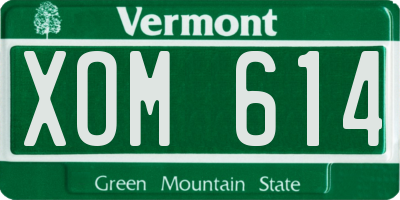 VT license plate XOM614
