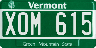 VT license plate XOM615