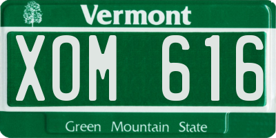 VT license plate XOM616