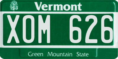 VT license plate XOM626