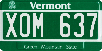 VT license plate XOM637