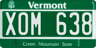 VT license plate XOM638