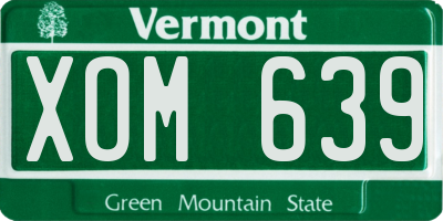 VT license plate XOM639