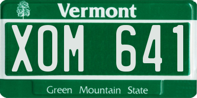 VT license plate XOM641