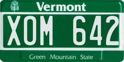 VT license plate XOM642