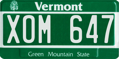 VT license plate XOM647