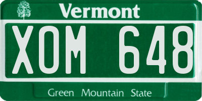 VT license plate XOM648