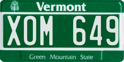 VT license plate XOM649