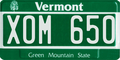 VT license plate XOM650