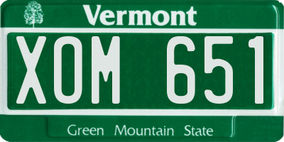 VT license plate XOM651