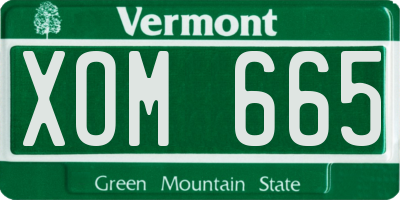 VT license plate XOM665