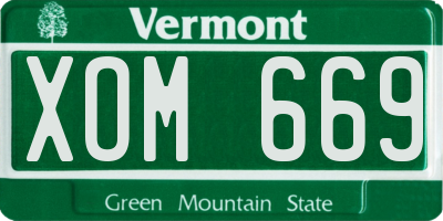 VT license plate XOM669