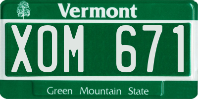 VT license plate XOM671