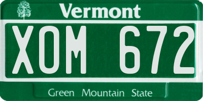 VT license plate XOM672