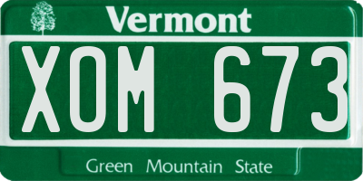 VT license plate XOM673