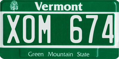 VT license plate XOM674