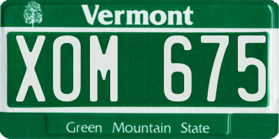 VT license plate XOM675
