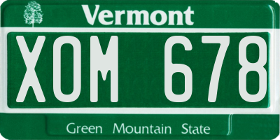 VT license plate XOM678
