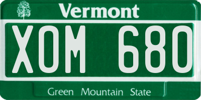 VT license plate XOM680