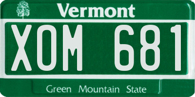 VT license plate XOM681