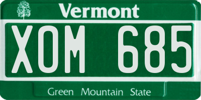 VT license plate XOM685