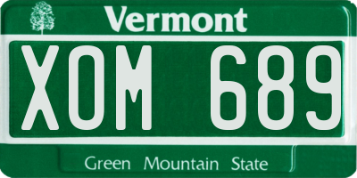 VT license plate XOM689