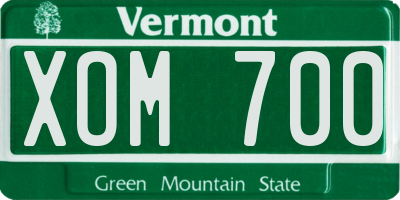 VT license plate XOM700