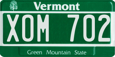 VT license plate XOM702