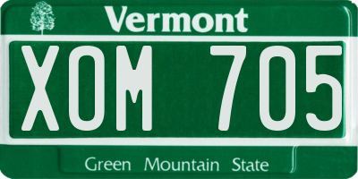 VT license plate XOM705